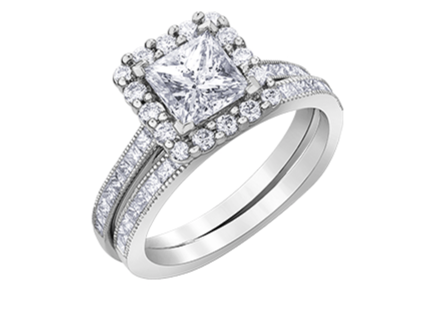 18K White Gold &amp; Palladium Alloy (hypoallergenic) 1.26-1.60cttw Canadian Princess Diamond Engagement Ring