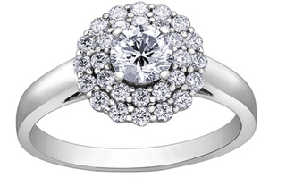 18K White Gold & Palladium Alloy (hypoallergenic) 0.80cttw Canadian Diamond Engagement Ring