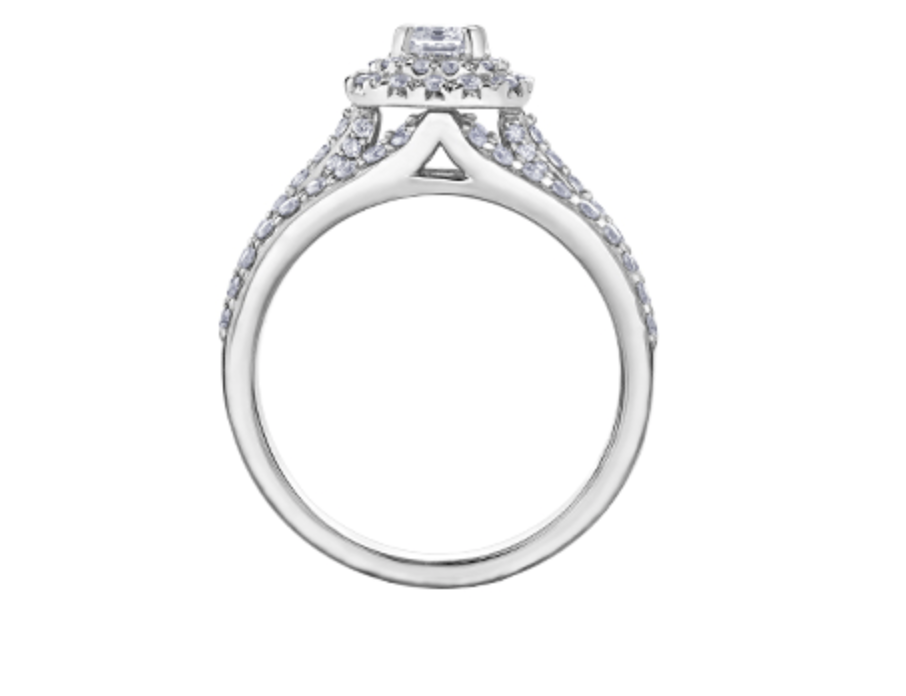 18K White Gold & Palladium Alloy (hypoallergenic) 1.35cttw Canadian Emerald Cut Diamond Engagement Ring - / 4.5