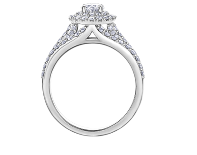 18K White Gold &amp; Palladium Alloy (hypoallergenic) 1.35cttw Canadian Pear Shape Diamond Engagement Ring