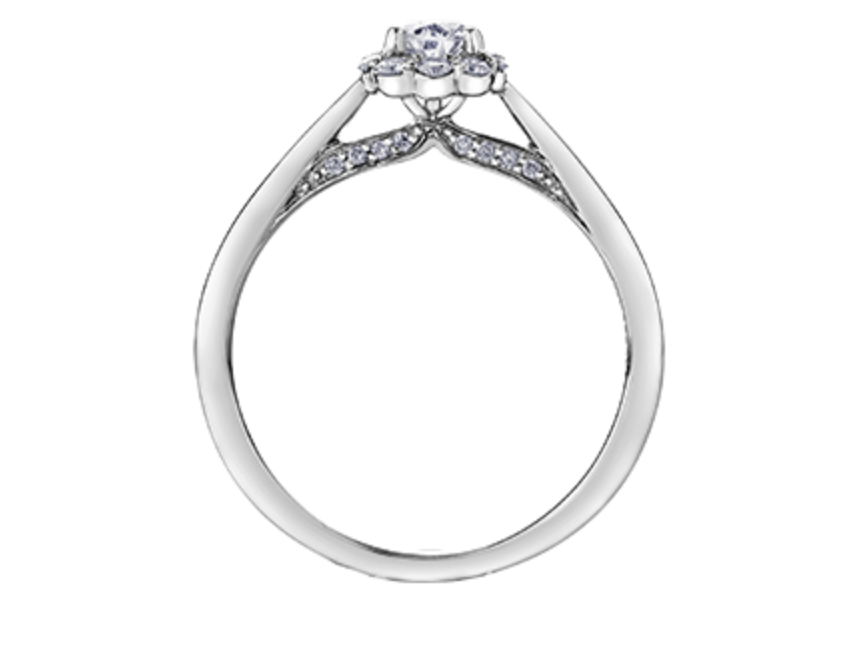 18K White Gold &amp; Palladium Alloy (hypoallergenic) 0.50cttw Canadian Pear Shape Diamond Engagement Ring