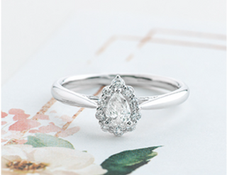18K White Gold & Palladium Alloy (hypoallergenic) 0.50cttw Canadian Pear Shape Diamond Engagement Ring