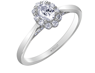18K White Gold & Palladium Alloy (hypoallergenic) 0.50cttw Canadian Oval Shape Diamond Engagement Ring