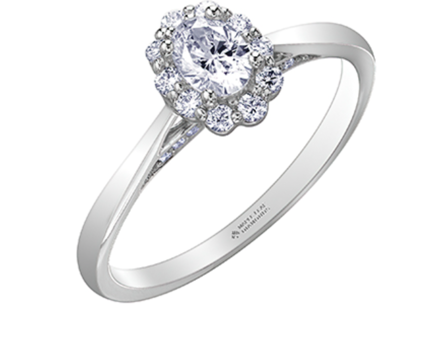 18K White Gold &amp; Palladium Alloy (hypoallergenic) 0.50cttw Canadian Oval Shape Diamond Engagement Ring