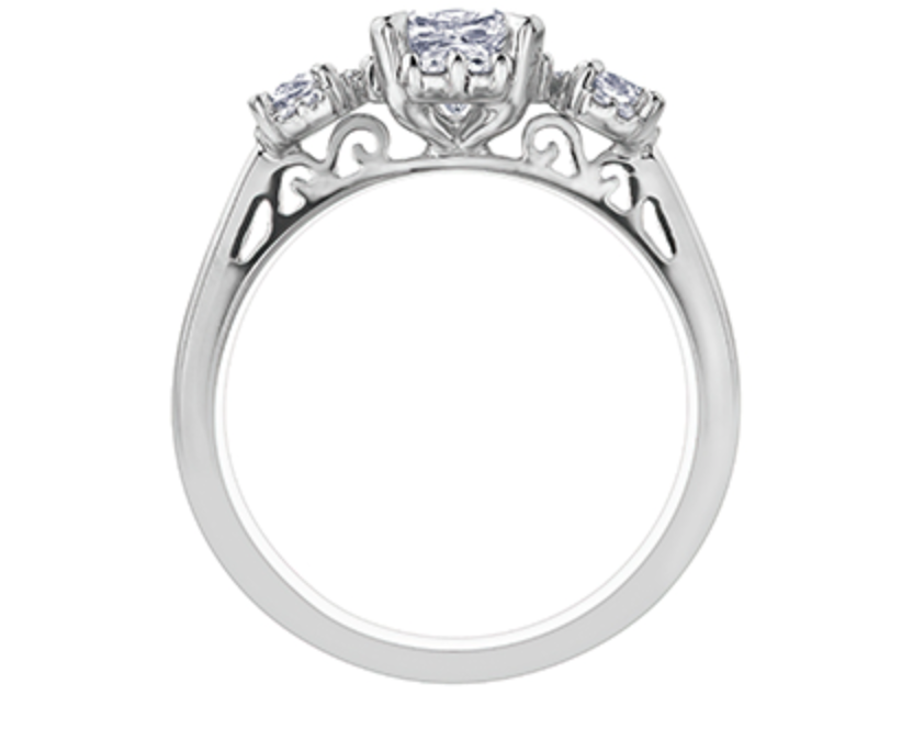 18K White Gold &amp; Palladium Alloy (hypoallergenic) 1.09cttw Canadian 3 Stone Diamond Engagement Ring