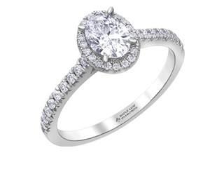 18K White Gold & Palladium Alloy (hypoallergenic) 0.54-1.32cttw Canadian Oval Shape Diamond Engagement Ring
