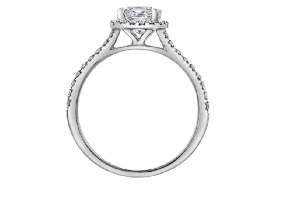 18K White Gold &amp; Palladium Alloy (hypoallergenic) 1.31cttw Canadian Cushion Shape Diamond Engagement Ring