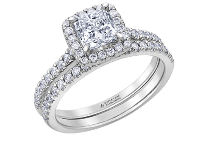 18K White Gold &amp; Palladium Alloy (hypoallergenic) 1.31cttw Canadian Cushion Shape Diamond Engagement Ring