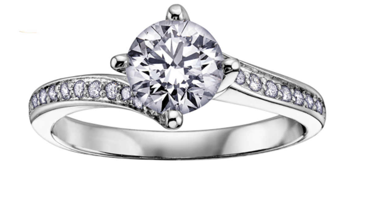 18K White Gold &amp; Palladium Alloy (hypoallergenic) 0.65-1.15cttw Canadian Diamond Engagement Ring