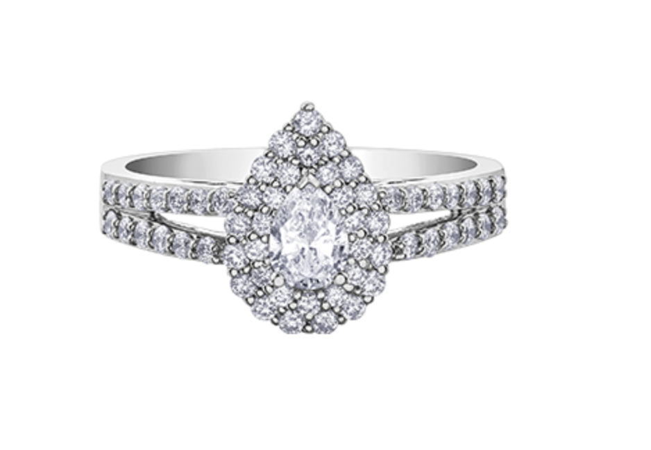 18K White Gold &amp; Palladium Alloy (hypoallergenic)0.80cttw Canadian Diamond Engagement Ring