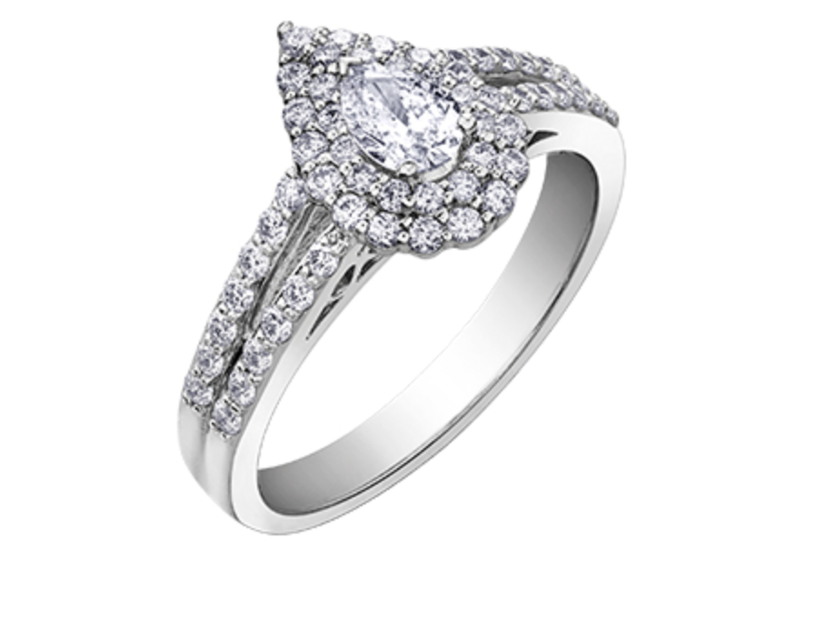 18K White Gold &amp; Palladium Alloy (hypoallergenic)0.80cttw Canadian Diamond Engagement Ring