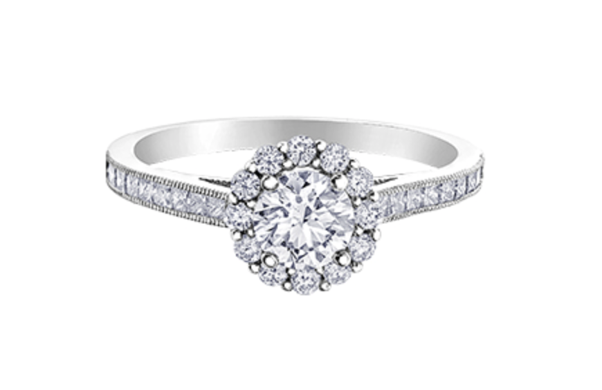 18K White Gold &amp; Palladium Alloy (hypoallergenic) 1.05cttw Canadian Diamond Engagement Ring