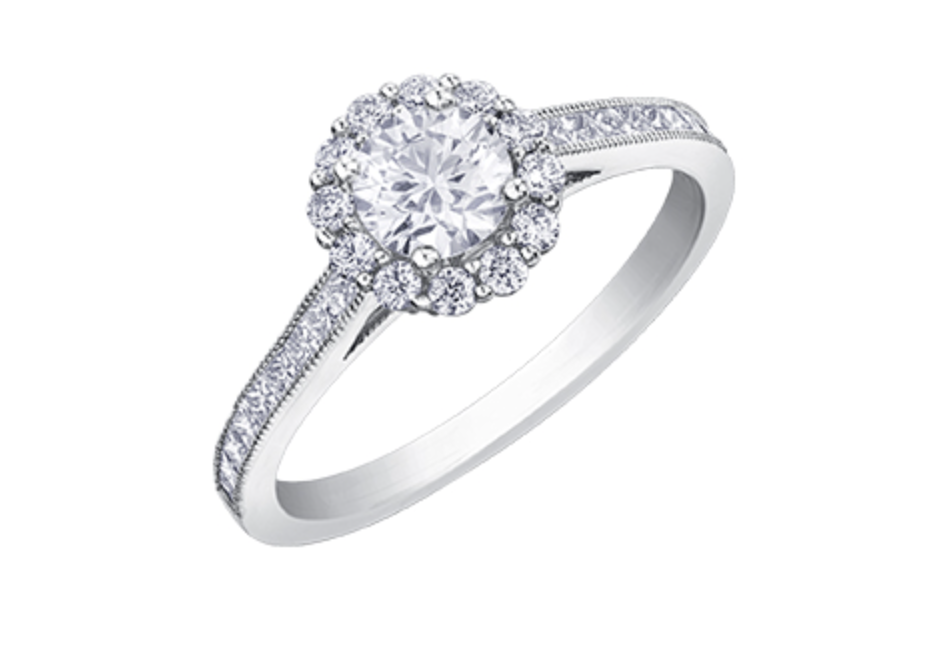 18K White Gold &amp; Palladium Alloy (hypoallergenic) 1.05cttw Canadian Diamond Engagement Ring