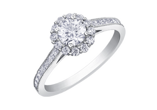 18K White Gold & Palladium Alloy (hypoallergenic) 1.05cttw Canadian Diamond Engagement Ring