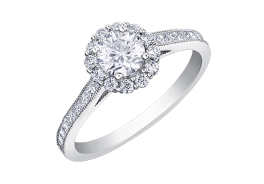 18K White Gold &amp; Palladium Alloy (hypoallergenic) 1.05cttw Canadian Diamond Engagement Ring