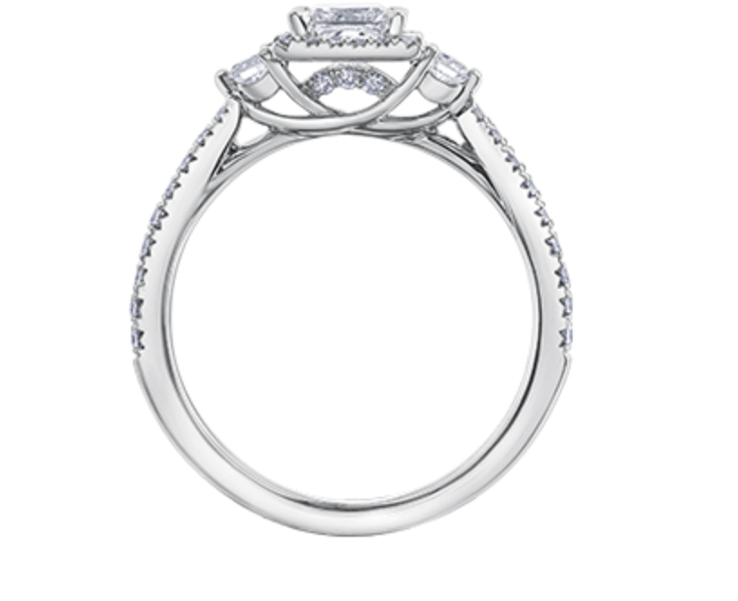 Anillo de compromiso de diamantes de talla princesa canadiense de 0,87 quilates en oro blanco de 18 quilates y aleación de paladio (hipoalergénico)