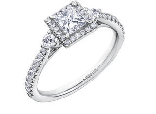 18K White Gold & Palladium Alloy (hypoallergenic) 0.87cttw Canadian Princess Cut Diamond Engagement Ring