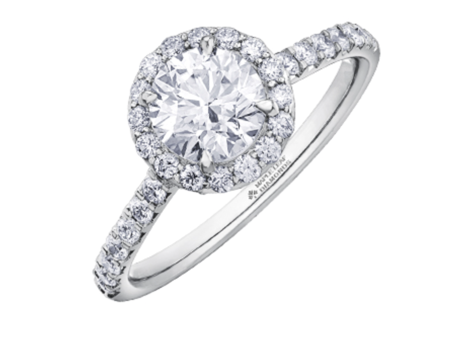 18K White Gold &amp; Palladium Alloy (hypoallergenic) 1.51cttw Canadian Diamond Engagement Ring