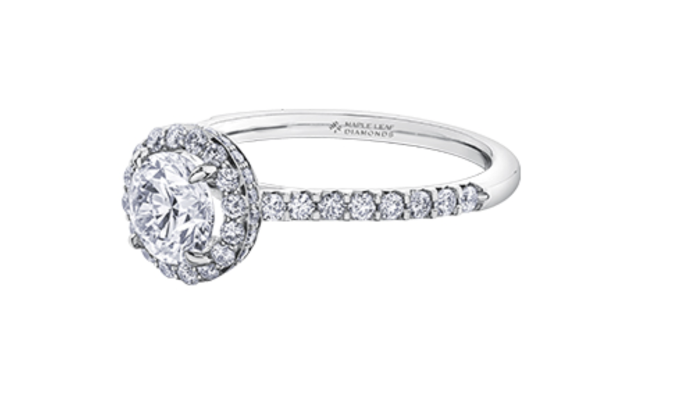 18K White Gold &amp; Palladium Alloy (hypoallergenic) 1.51cttw Canadian Diamond Engagement Ring