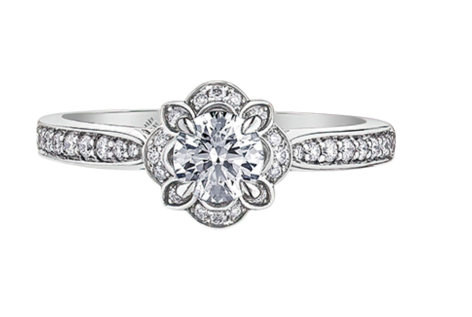 18K White Gold &amp; Palladium Alloy (hypoallergenic) 0.68ttw Canadian Diamond Engagement Ring