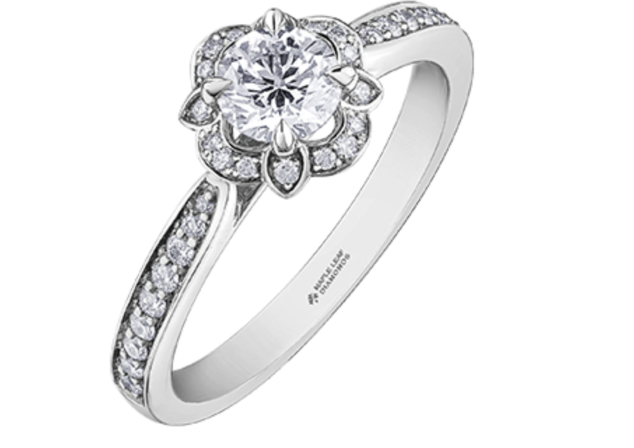 18K White Gold &amp; Palladium Alloy (hypoallergenic) 0.68ttw Canadian Diamond Engagement Ring