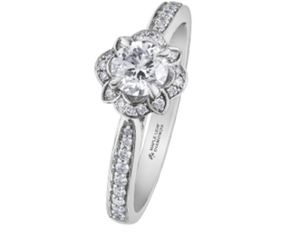 18K White Gold & Palladium Alloy (hypoallergenic) 0.68ttw Canadian Diamond Engagement Ring