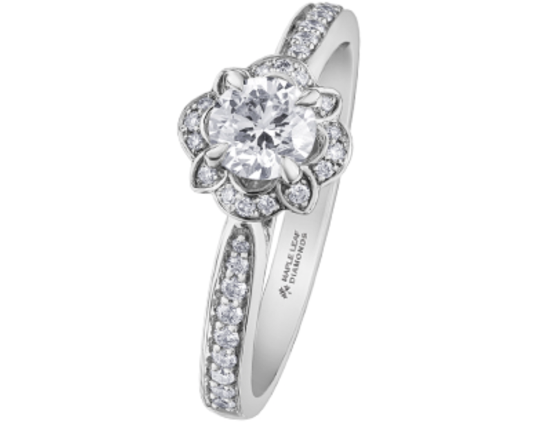 18K White Gold &amp; Palladium Alloy (hypoallergenic) 0.68ttw Canadian Diamond Engagement Ring