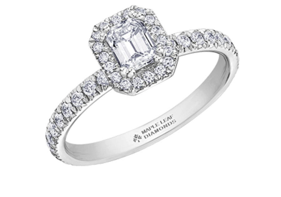 18K White Gold & Palladium Alloy (hypoallergenic) 1.00-1.25ttw Canadian Emerald Cut Diamond Engagement Ring - / Carat Total