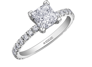 18K White Gold & Palladium Alloy (hypoallergenic)  1.36-2.00cttw  Canadian Princess Cut Diamond Engagement Ring