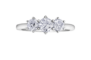 18K White Gold & Palladium Alloy (hypoallergenic) 0.50ttw Canadian 3 Stone Diamond Engagement Ring