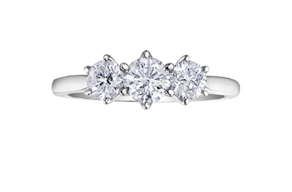 18K White Gold &amp; Palladium Alloy (hypoallergenic) 0.50ttw Canadian 3 Stone Diamond Engagement Ring