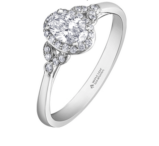 18K White Gold & Palladium Alloy (hypoallergenic) 0.52ttw Canadian Diamond Engagement Ring