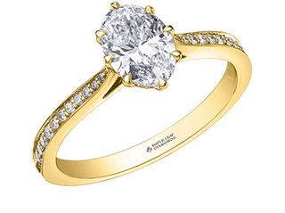 18K Yellow Gold & Palladium Alloy (hypoallergenic) 1.14cttw Canadian Oval Cut Diamond Engagement Ring