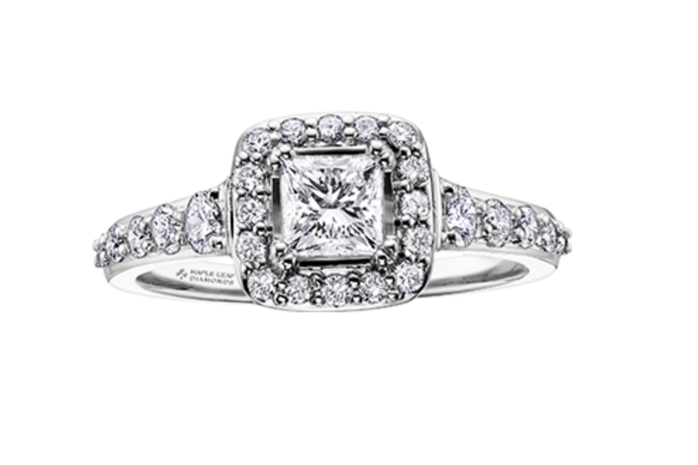 18K White Gold &amp; Palladium Alloy (hypoallergenic) 0.50-1.65cttw Canadian Diamond Engagement Ring