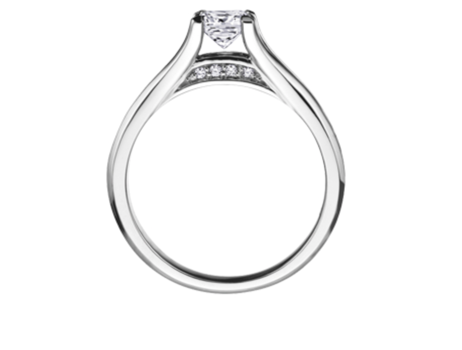 18K White Gold &amp; Palladium Alloy (hypoallergenic) 0.65-1.50cttw Princess Cut Canadian Diamond Engagement Ring