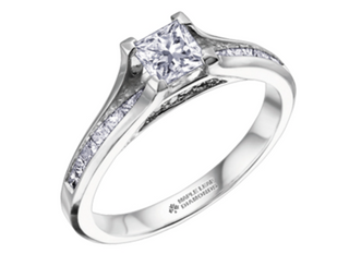 18K White Gold & Palladium Alloy (hypoallergenic) 0.65-1.50cttw Princess Cut Canadian Diamond Engagement Ring