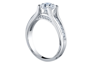 18K White Gold & Palladium Alloy (hypoallergenic) 0.65-1.50cttw Princess Cut Canadian Diamond Engagement Ring