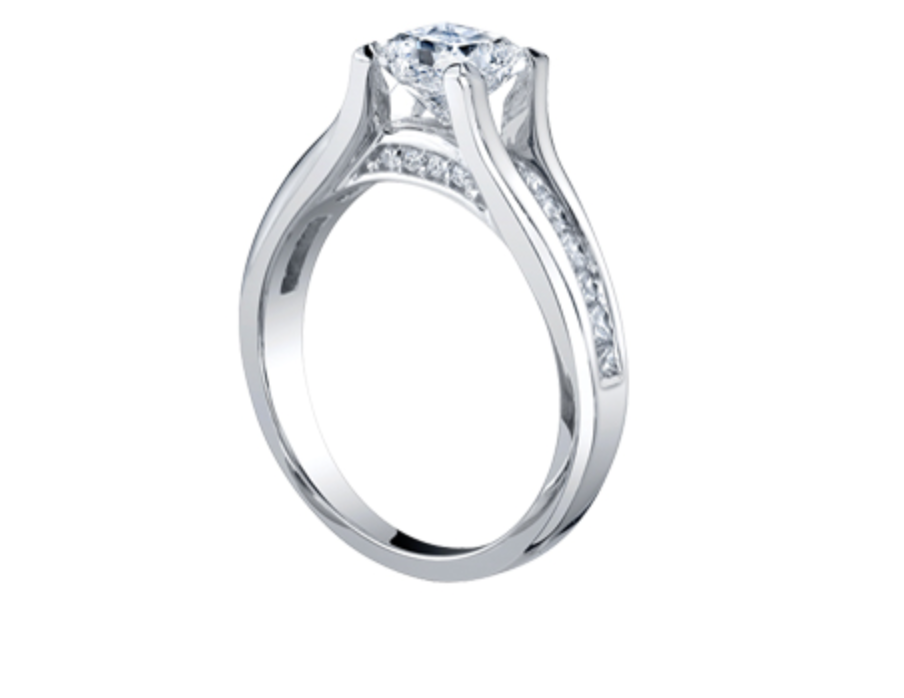 18K White Gold &amp; Palladium Alloy (hypoallergenic) 0.65-1.50cttw Princess Cut Canadian Diamond Engagement Ring