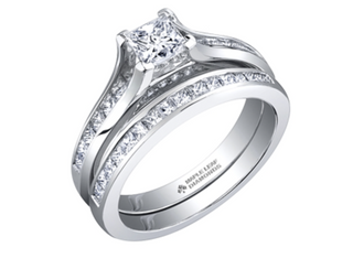 18K White Gold & Palladium Alloy (hypoallergenic) 0.65-1.50cttw Princess Cut Canadian Diamond Engagement Ring