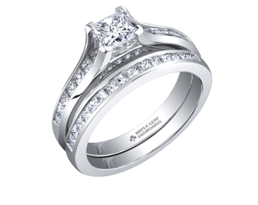 18K White Gold &amp; Palladium Alloy (hypoallergenic) 0.65-1.50cttw Princess Cut Canadian Diamond Engagement Ring