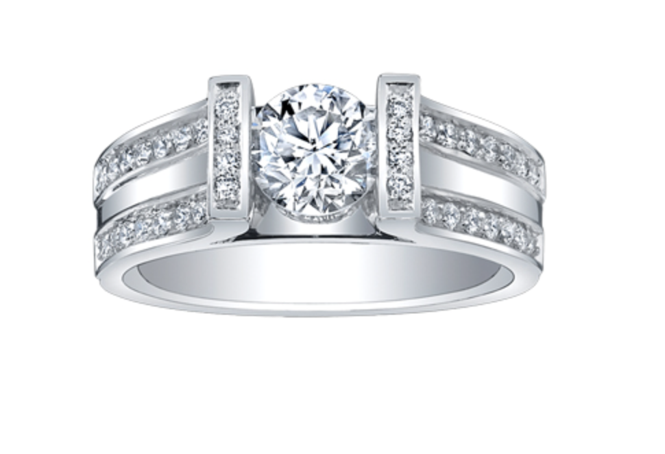 18K White Gold &amp; Palladium Alloy (hypoallergenic) 1.23cttw Canadian Diamond Engagement Ring