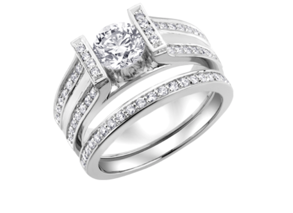 18K White Gold &amp; Palladium Alloy (hypoallergenic) 1.23cttw Canadian Diamond Engagement Ring