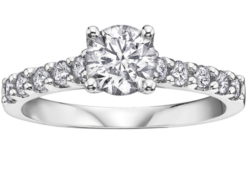 18K White Gold &amp; Palladium Alloy (hypoallergenic) 1.00cttw Canadian Diamond Engagement Ring