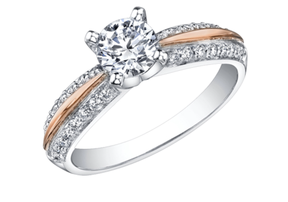 18K White &amp; Rose Gold With Palladium Alloy (hypoallergenic) 0.65-2.30cttw Canadian Diamond Engagement Ring