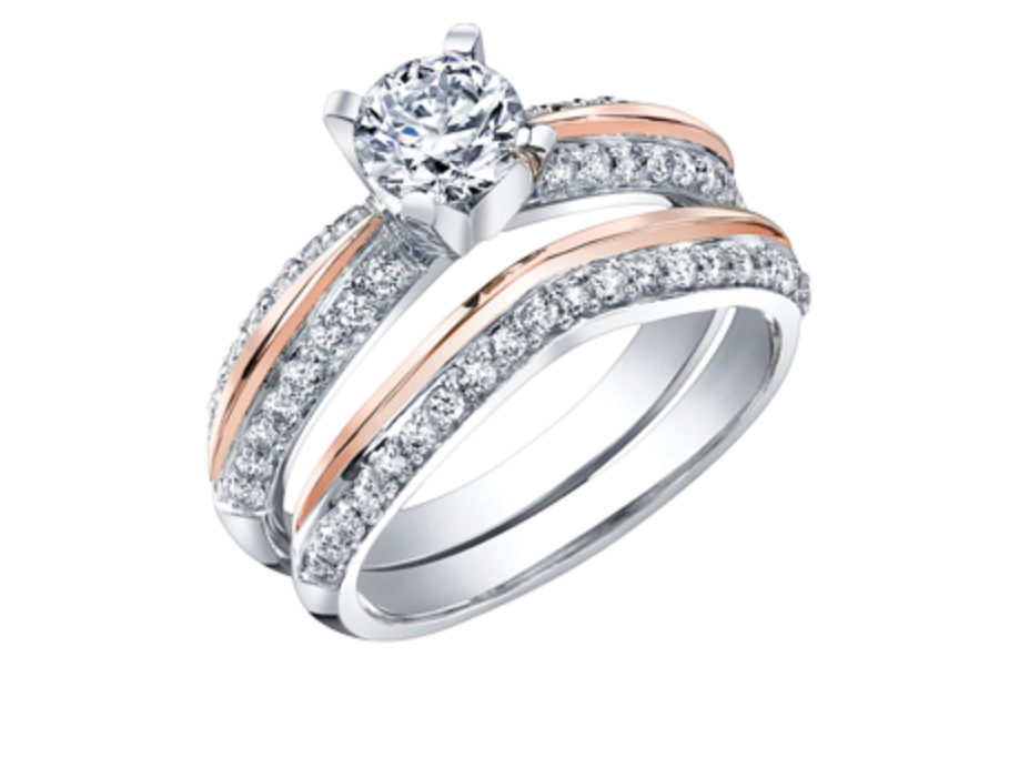 18K White &amp; Rose Gold With Palladium Alloy (hypoallergenic) 0.65-2.30cttw Canadian Diamond Engagement Ring