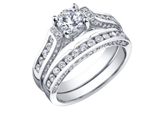 18K White Gold & Palladium Alloy (hypoallergenic) 1.10cttw Canadian Diamond Engagement Ring