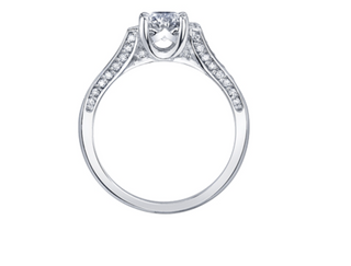 18K White Gold & Palladium Alloy (hypoallergenic) 1.10cttw Canadian Diamond Engagement Ring