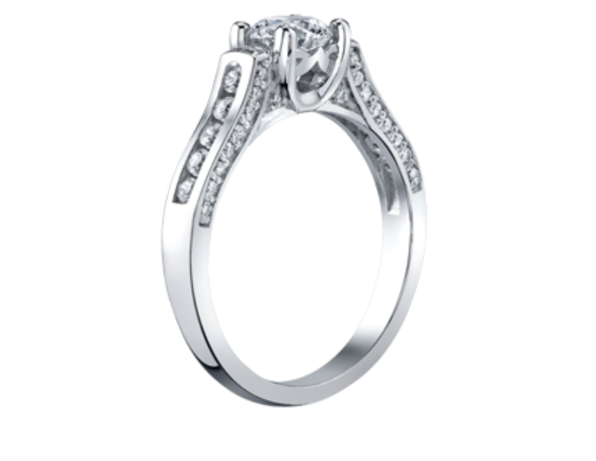 18K White Gold &amp; Palladium Alloy (hypoallergenic) 1.10cttw Canadian Diamond Engagement Ring
