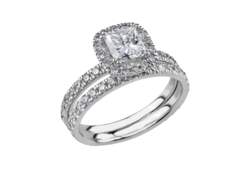 18K White Gold &amp; Palladium Alloy (hypoallergenic) 0.71-1.61cttw Princess Cut Canadian Diamond Engagement Ring