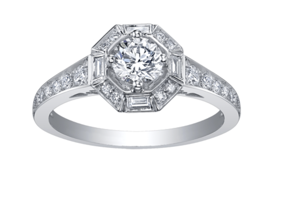 18K White Gold &amp; Palladium Alloy (hypoallergenic) 0.75cttw Canadian Diamond Engagement Ring